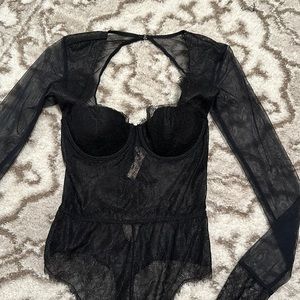 Victoria's Secret Lace Long Sleeve Bodysuit